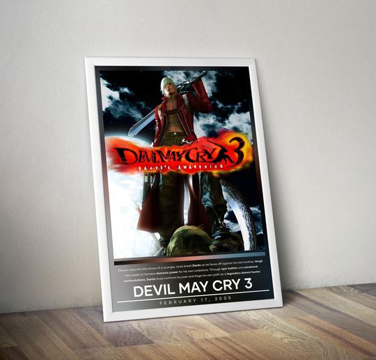 Devil May Cry 3 Poster | Devil May Cry Print | Gaming Poster Print | 4 Colors | Video Game Poster | Wall Decor Poster
