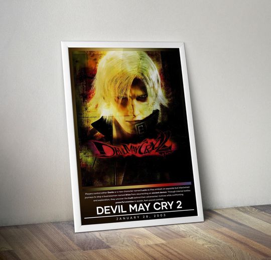 Devil May Cry 2 Poster | Devil May Cry Print | Gaming Poster Print | 4 Colors | Video Game Poster | Wall Decor Poster