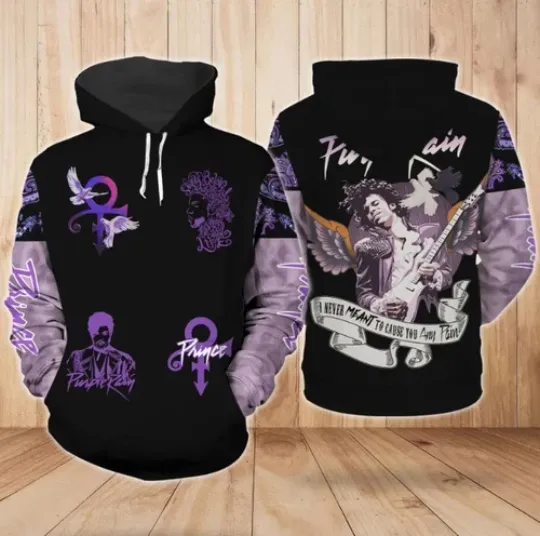 Discover Prince Purple Hoodie, Pur Rain Shirt, Rock Music 3D Hoodie, Music Lover Gift