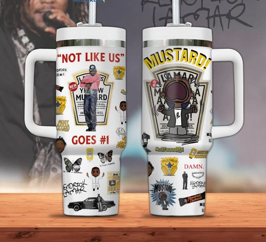 Kendrick Lamar Not Like Us 40 oz Tumbler with Handle - Mustard