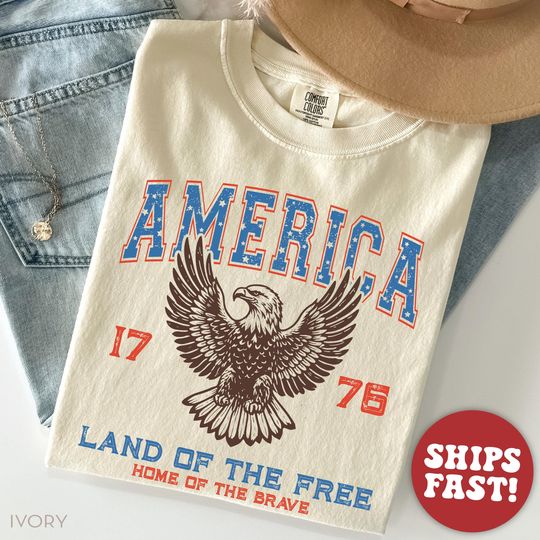Comfort Colors 4th of July Shirt, Fourth of July T-Shirt for Independence Day, USA American Patriotic Shirt for Memorial Day