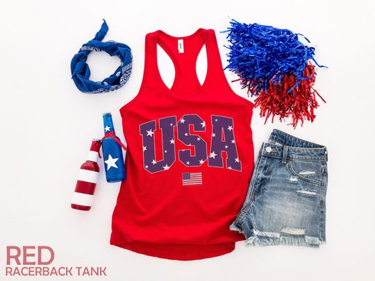 Retro 4th of July Tank Top for Women, USA Flag Design, Patriotic American Flag Tank