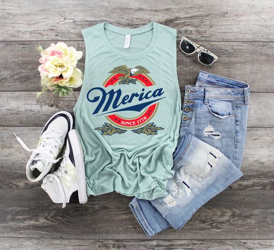 Merica since 1776 Eagle Women's Muscle Tank - Patriotic July 4 Shirt, USA 1776