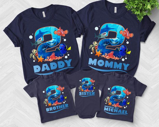 Custom Finding Nemo family birthday shirts, Finding Nemo Dad Mom birthday boy/girl matching shirts,Birthday party,family birthday