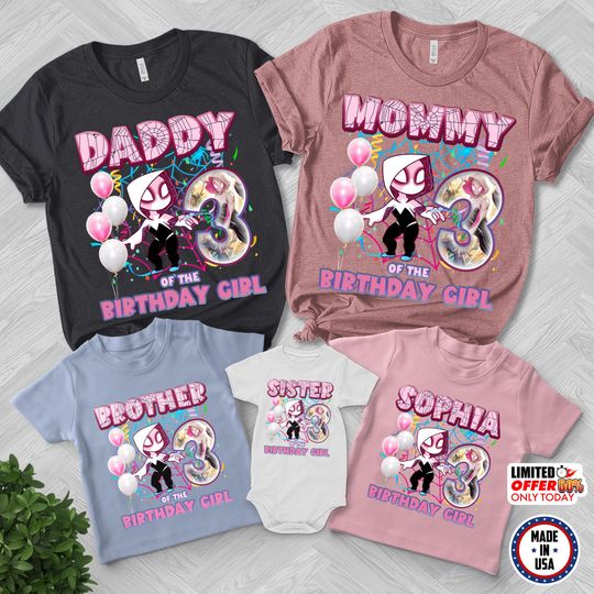 Ghost Spider Birthday Girl Shirt, Personalized Spidey Birthday Shirt, Spidey Girl Birthday, Spidey And His Amazing Friends Shirt