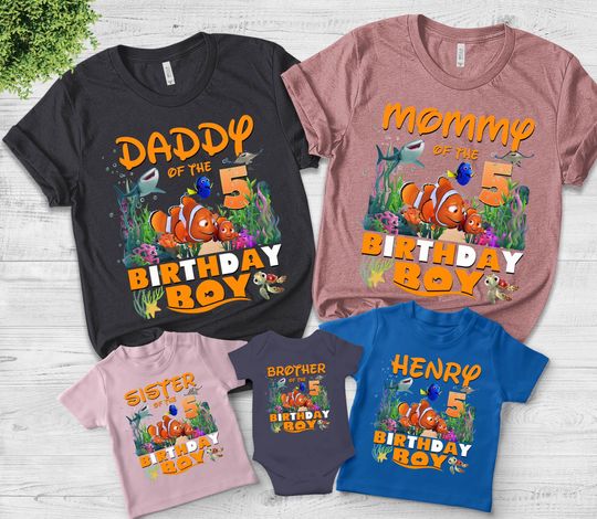 Finding Nemo Birthday Shirt, Finding Nemo Family Birthday Shirt,Personalized Finding Nemo Birthday,Finding Birthday Family Shirts