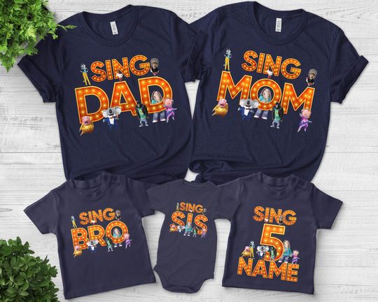 Sing Movie Shirt, Custom Sing Movie Shirt, Sing Pig Birthday Shirt, Sing Family Shirt, Sing Party Shirt, Birthday Boy and Girl Gift