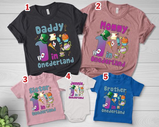 Alice In Wonderland Mad Hatter Shirt, Alice in ONEderland Birthday Family Shirts, Alice in Onederland, Dad Mom Alice in Wonderland