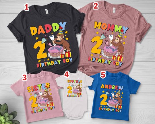 Personalized Curious George Birthday Shirt,Family Birthday Matching Shirt,Curious George Birthday Party Shirt,Birthday Matching Shirt
