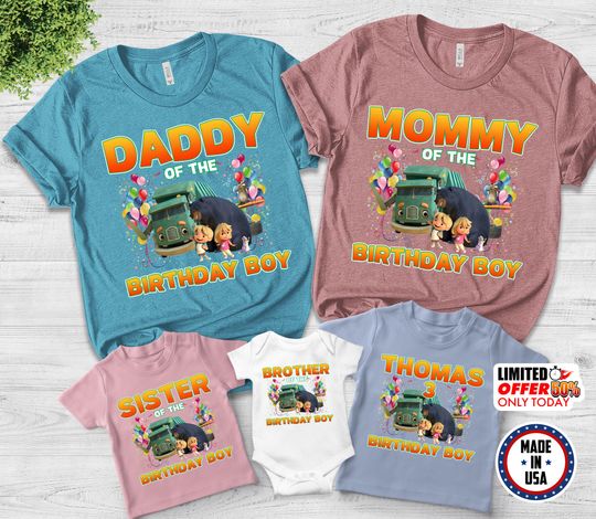 Custom Trash truck shirt, Trash truck family Birthday shirt, Trash truck and friends, Unisex name and age Shirt