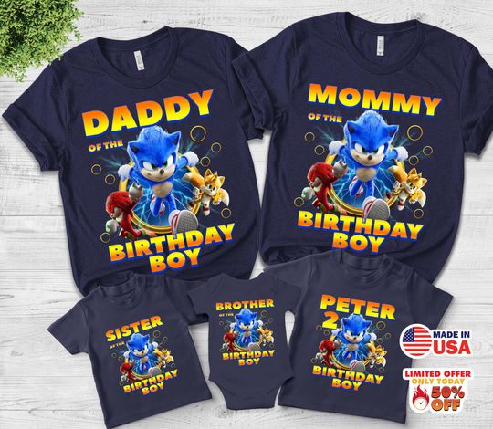 Sonic Birthday Shirt, Custom Sonic Shirt, Sonic Family Shirts, Sonic Family Birthday Shirts, Personalized Sonic Shirt