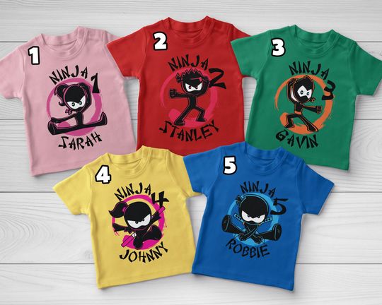 Custom Name And Age Ninja Kidz Shirt, Ninja Kidz Birthday, Ninja Family Shirt, Family Matching Shirt, Ninja Theme Birthday Party