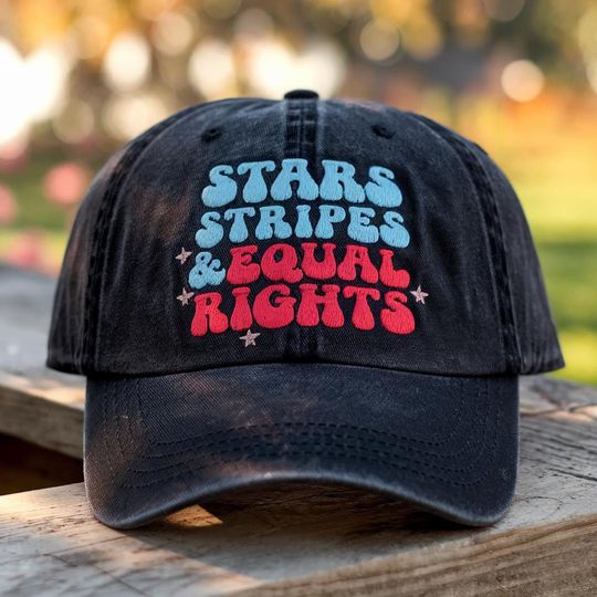 Stars Stripes And Equal Rights Hat, Retro 4th Of July Hat, Liberal American Hat, Patriotic Women Gift, Feminist American Hat