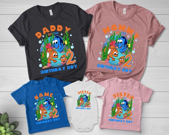 Personalized Finding Nemo Birthday Shirt, Custom Disney Birthday Shirt, Finding Nemo Dory Shirt, Birthday Boy Shirt, Birthday Shirt