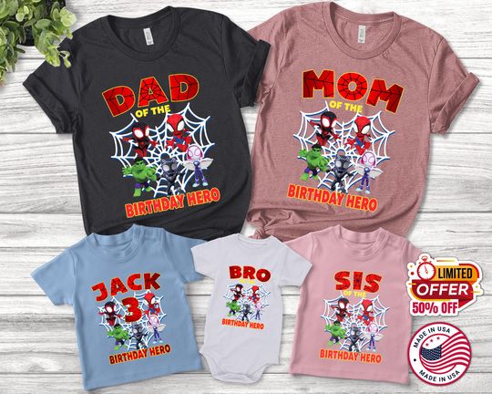 Spidey Birthday Shirt with Matching Family Shirts Available - Boy's Spidey and His Amazing Friends Birthday Shirt