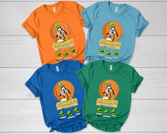 Personalized Disney Grandpa Goof Troop Family T-Shirt, Goofy Grandpa With Custom Grandkids Name, Comfort Color Tee, Father's Day Gift