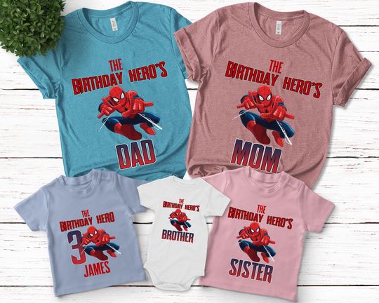 Spider Man Birthday shirts, Personalized Family Matching Spiderman Birthday Shirt, Birthday Boy Spiderman Tee, Spiderman Theme
