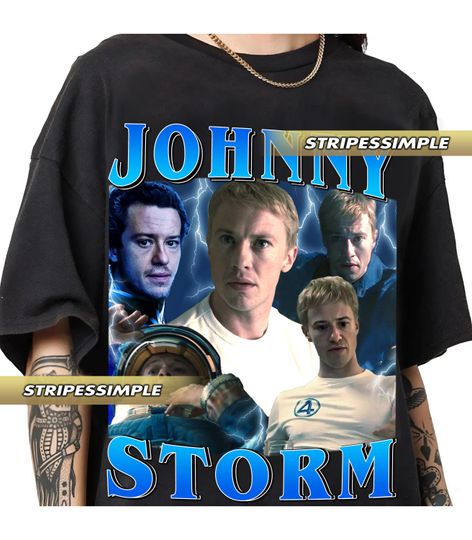 Joseph Quinn as Johnny Storm The Fantastic Four retro vintage 90s style raptee shirt