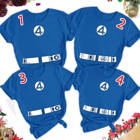 Fantastic Four First Steps Halloween Costume Matching Shirt, Marvel Fantastic Four Group Shirt, Superhero Fantastic 4 Movie Logo Cosplay Tee