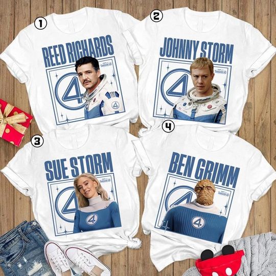Fantastic Four Movie 2025 Character Portrait T-Shirt, The Fantastic Four First Steps Shirt, Pedro Pascal Reed Richards Shirt