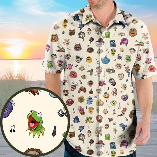 Muppets Hawaiian Shirt, Kermit Hawaiian Shirt, Muppet Show Shirt, Miss Piggy Shirt, Muppets Gift for Fans, Muppets Characters Shirt