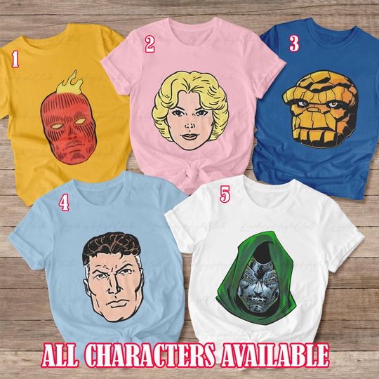 Disney Superhero Fantastic 4 Shirt, Fantastic Four Characters Squad Shirt, Marvel's Comic Human Touch Shirt, Mr Fantastic Costume