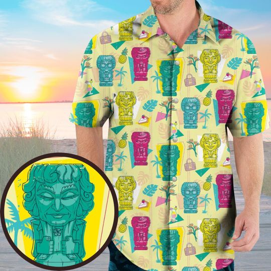 Stay Golden Tiki Shack Hawaiian Shirt, Retro Aloha Shirt, Tropical Stay Golden Outfit, 80s Sitcom Summer Shirt, Tiki Bar Party Shirt