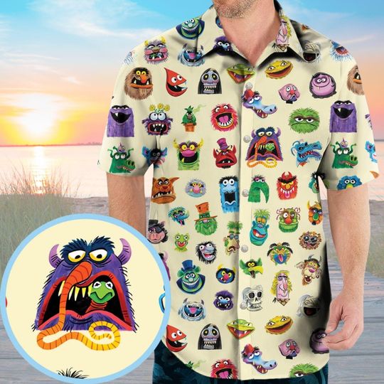 The Muppet Show Hawaiian Shirt, Muppets Shirt, Kermit Hawaiian Shirt, Miss Piggy Hawaiian Shirt, Muppets Gifts, Muppet Show Merch Shirt
