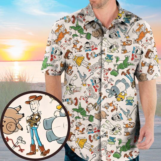 Toy Story Hawaiian Shirt, Buzz Lightyear Button Shirt, Woody Shirt, Toy Story Characters Vacation Shirt, Pixar Toy Story Button Shirt