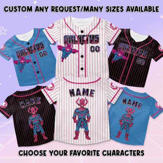 Marvel Galactus Baseball Jersey, Fantastic Four Galactus Jersey, Marvel Villains Characters Jersey, Disney Villains Jersey Shirt