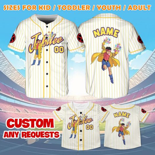 X-Men '97 Jubilee Jersey Shirt, Marvel Baseball Jersey, Marvel Jubilation Lee Cosplay, Marvel Party Outfit, Avengers Campus Trip Shirt