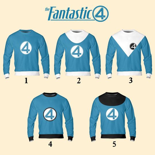 Marvel Fantastic Four Sweatshirt, Fantastic Four Uniforms, The Fantastic Four First Steps Marvel Sweater, Marvel Studio Superhero Costumes