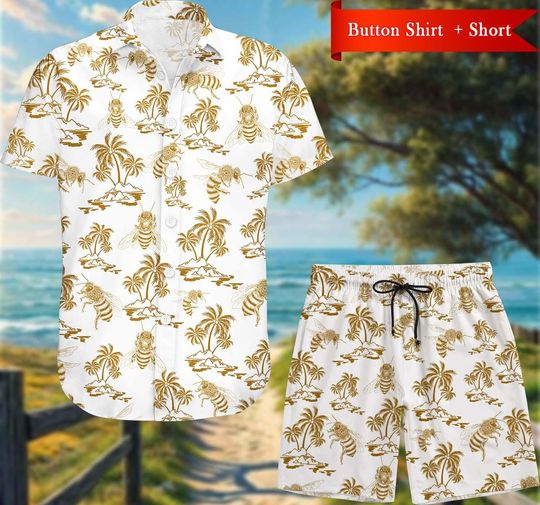 Bee Button Shirt, Bee Summer Short, Beekeeper Hawaiian Shirt, Funny Honey Bee Clothing, Gift For Bee Lover, Queen Bee Tops