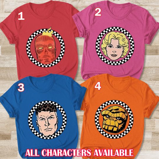 Fantastic Four Checkered Circle Shirt, Fantastic Four First Steps Shirt, Fantastic Four SuperHeroes Shirt, Fantastic Four Team Shirt