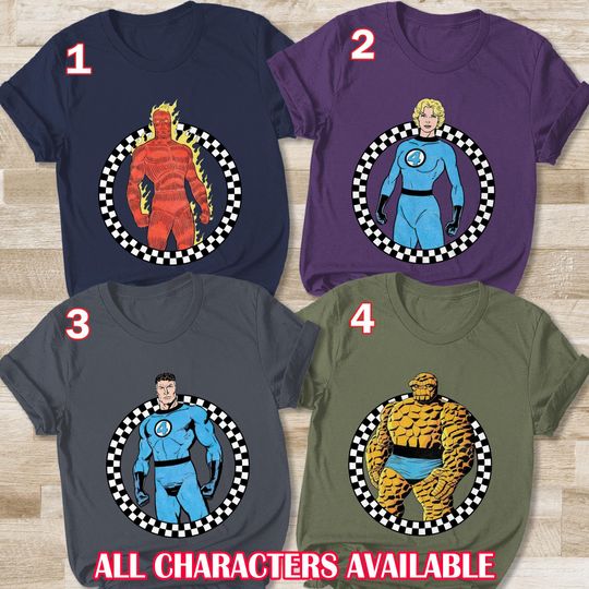 Fantastic Four Checkered Circle Shirt, Fantastic Four First Steps Shirt, Fantastic Four Team Shirt, Fantastic Four SuperHeroes Shirt