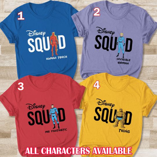 Fantastic Four Squad Shirt, Fantastic 4 Team Squad Shirt, Fantastic Four Super Heroes Shirt, Marvel Squad Shirt, Marvel Group Shirts