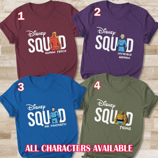 Fantastic Four Squad Shirt, Disney Fantastic 4 Squad Shirt, Fantastic Four Characters Shirt, Marvel Squad Shirt, Marvel Group Shirt
