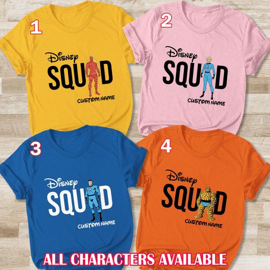 Custom Name Fantastic Four Squad Shirt, Disney Fantastic 4 Squad Shirt, Fantastic Four First Steps Shirt, Avengers Family Shirt