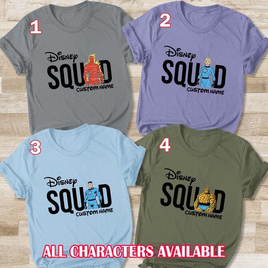 Custom Name Fantastic Four Squad Shirt, Fantastic Four Team Squad Shirt, Fantastic Four Super Heroes Shirt, Avengers Matching Shirt