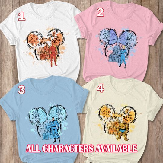 Fantastic Four Watercolor Castle Shirt, Disney Fantastic 4 Castle Shirt, Fantastic Four First Steps Shirt, Disney Family Trip Shirt,