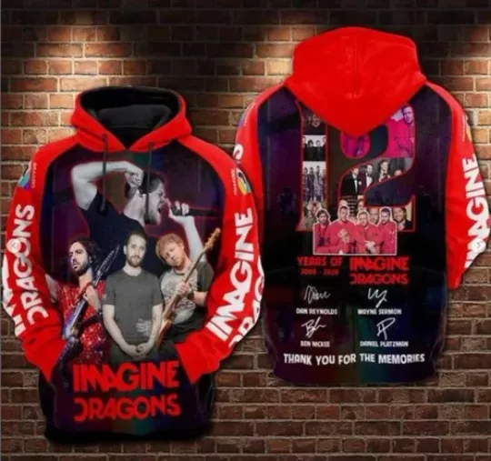 Discover 3d hoodie  Imagine Dragons 12th Anniversary 2008 2020 Thanks For Memories Hoodie