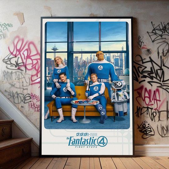 The Fantastic Four: First Steps Movie Poster, Premium Canvas Poster, Film Fans Collectibles, Popular Movie Poster for Gift