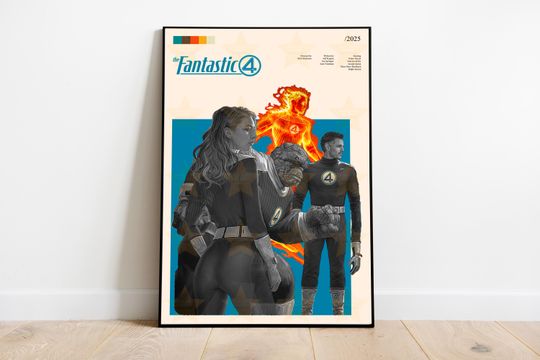 Fantastic Four Vintage Movie Poster - Minimalist Superhero Wall Art Print - Marvel Decor