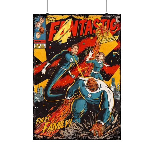 Aesthetic Fantastic Four Vintage Superhero Poster