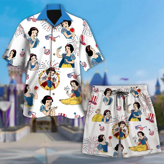 Snow White 4th July Hawaiian Button Down Shirt