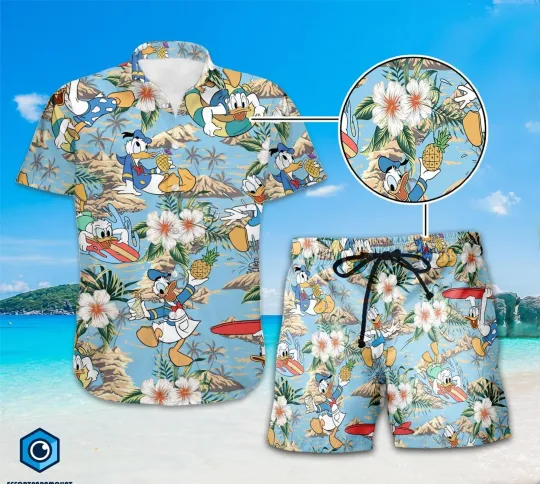 Donald Duck Hawaiian Shirt,Disneyland Summer Hawaiian Shirt,Family Vacation 2025