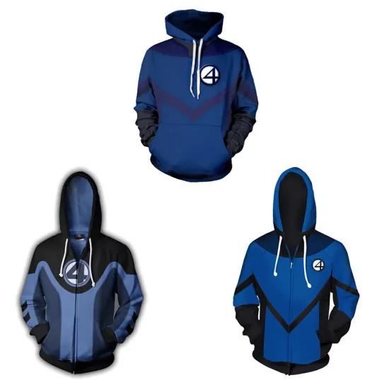 Fantastic Four 3D Hoodies Cosplay Superhero Sweatshirts Jackets