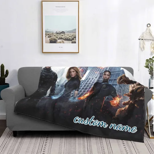 Custom Name Fleece Blanket Marvel Fantastic Four