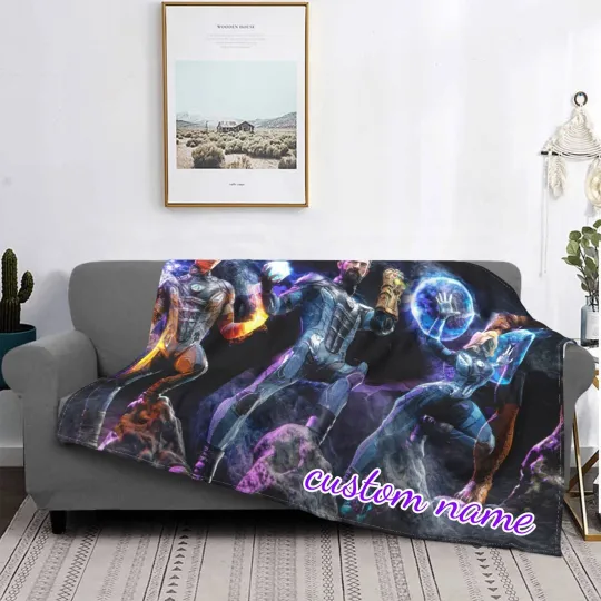 Custom Name Fleece Blanket Marvel Fantastic Four Personalize Birthday Gift