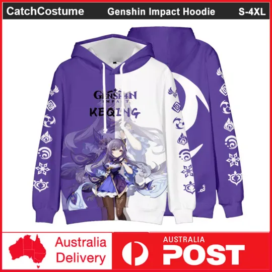 Game Genshin Impact Keqing Hoodie Pullover Jumper Hooded 3D Print Sweatshirt Top